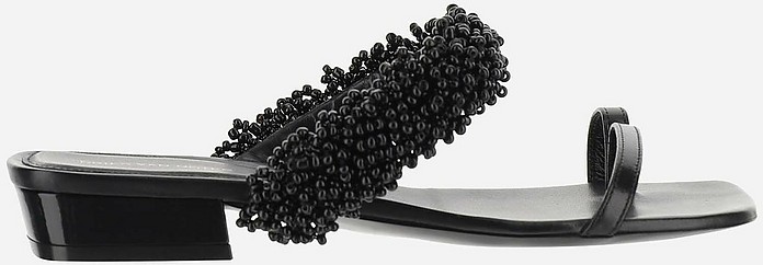 Black Beaded Leather Sandals - Dries Van Noten / hX @ mbe