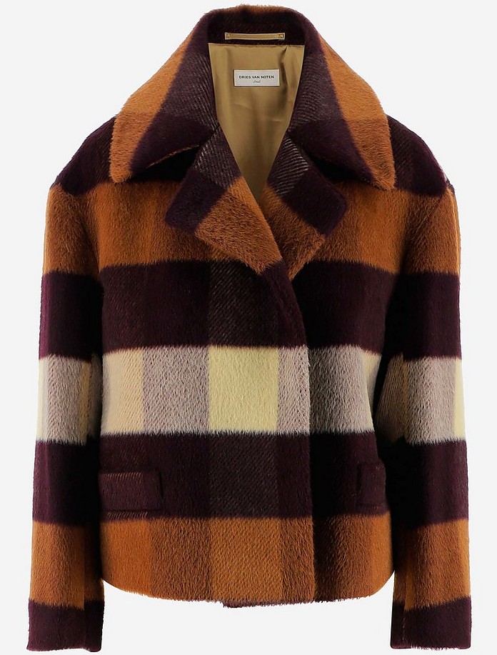 Checked Wool Women's Coat - Dries Van Noten