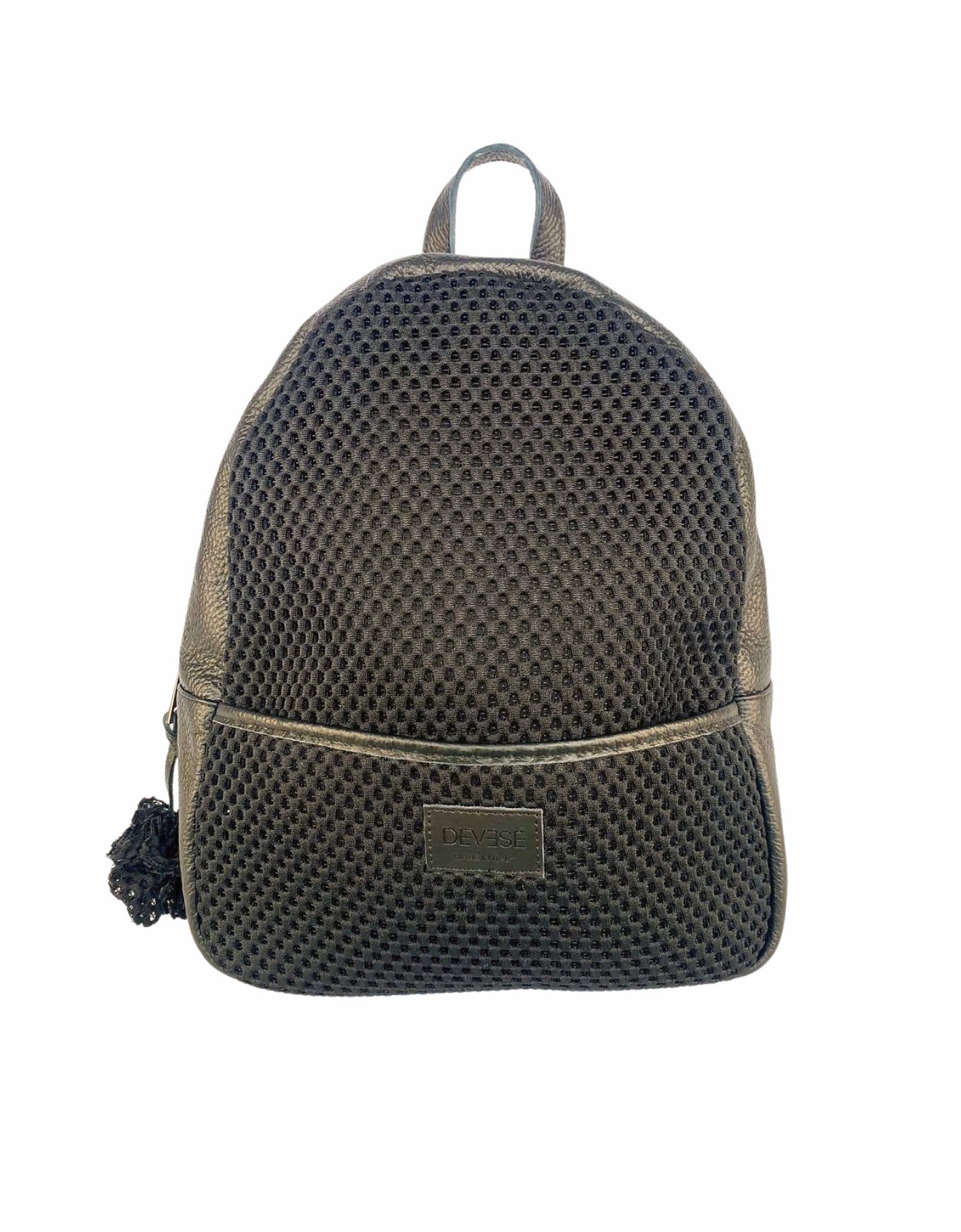 Devesé Designer Handbags Isabel - Textile And Leather Backpack In Noir