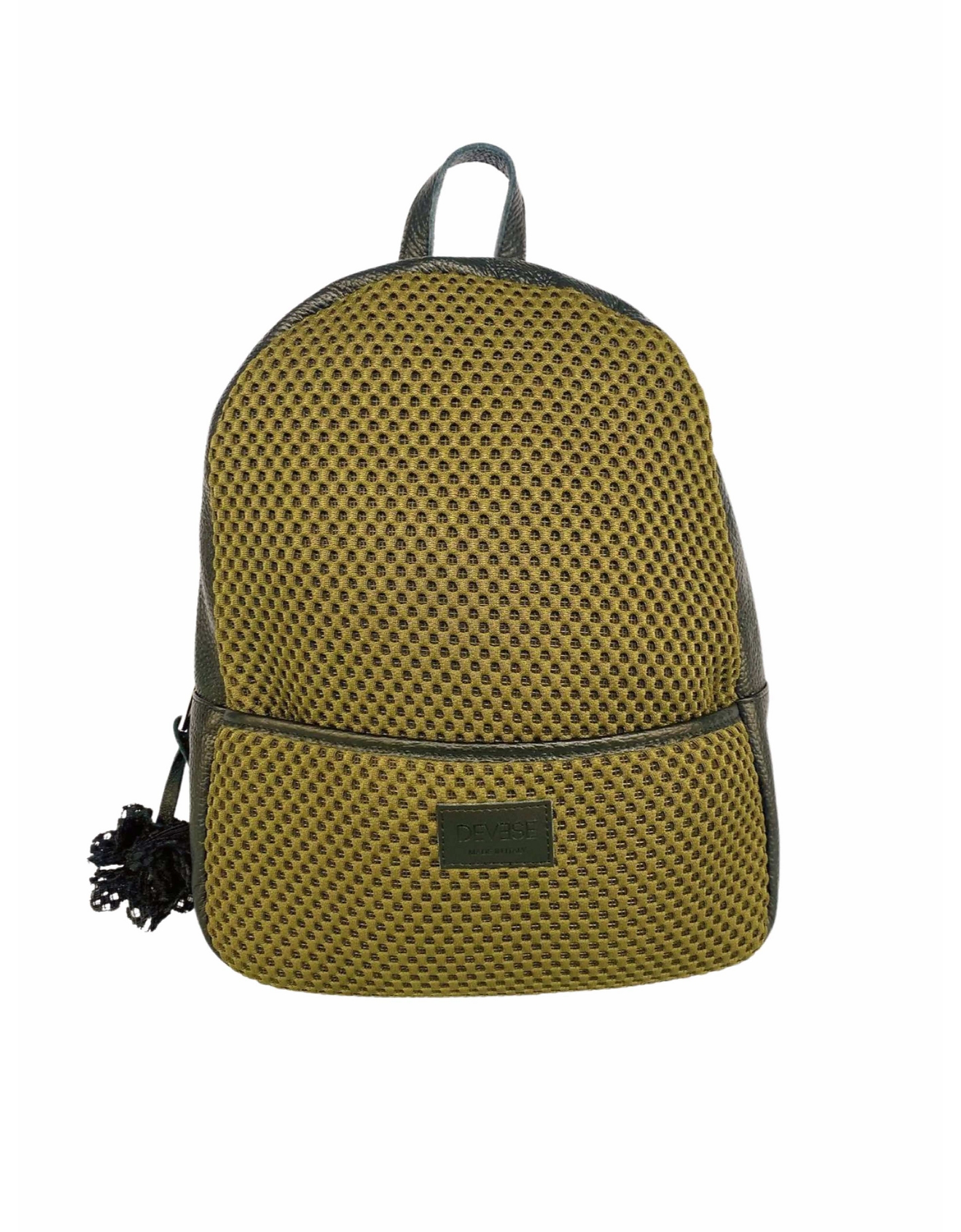 Devesé Designer Handbags Isabel - Textile And Leather Backpack In Vert