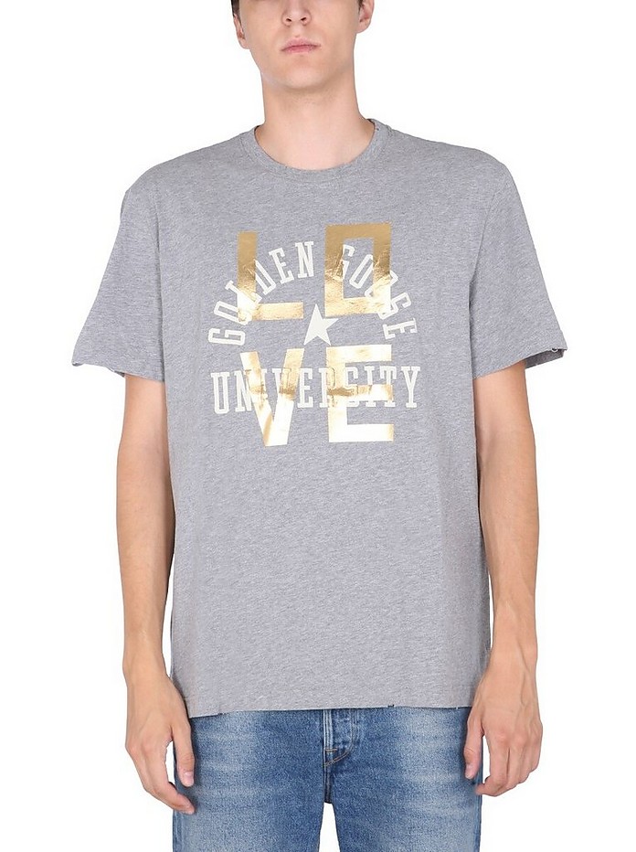 T-Shirt With Logo Print - Golden Goose