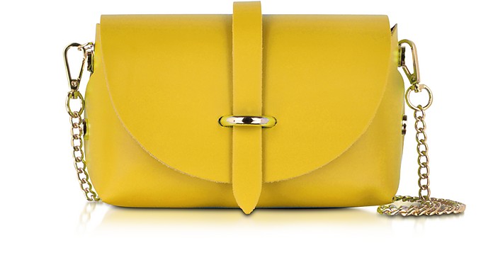 Small Yellow Leather Shoulder Bag - Le Parmentier