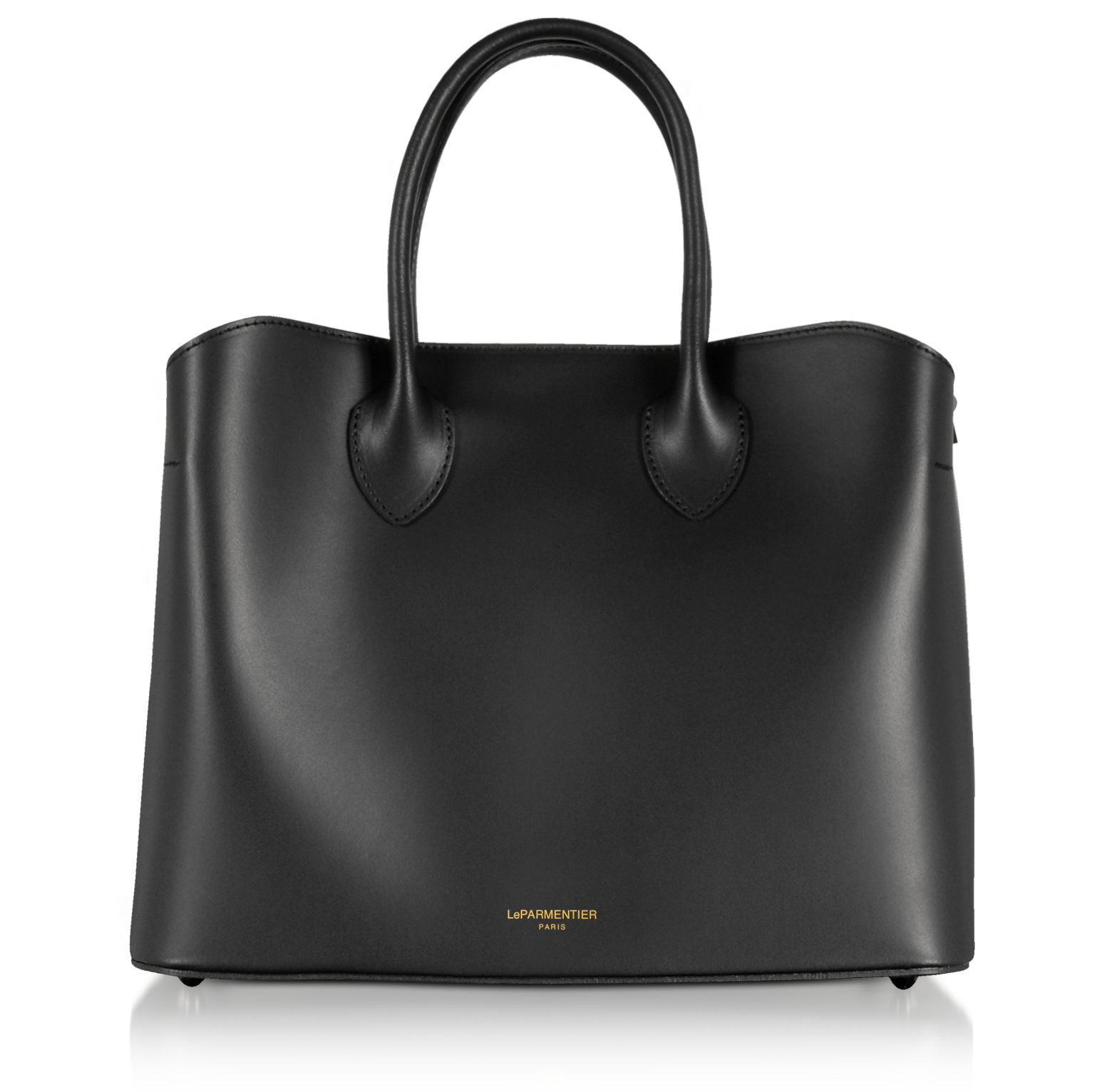 Le Parmentier Caviar Black Jackie Leather Tote Bag at FORZIERI
