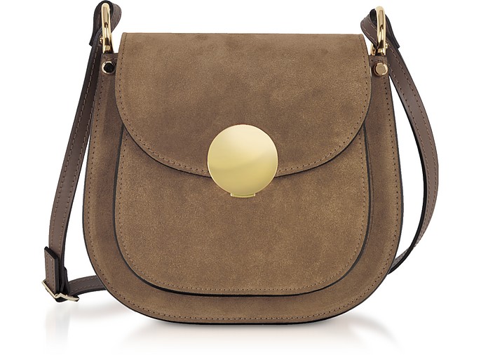 Agave Suede and Smooth Leather Shoulder Bag - Le Parmentier