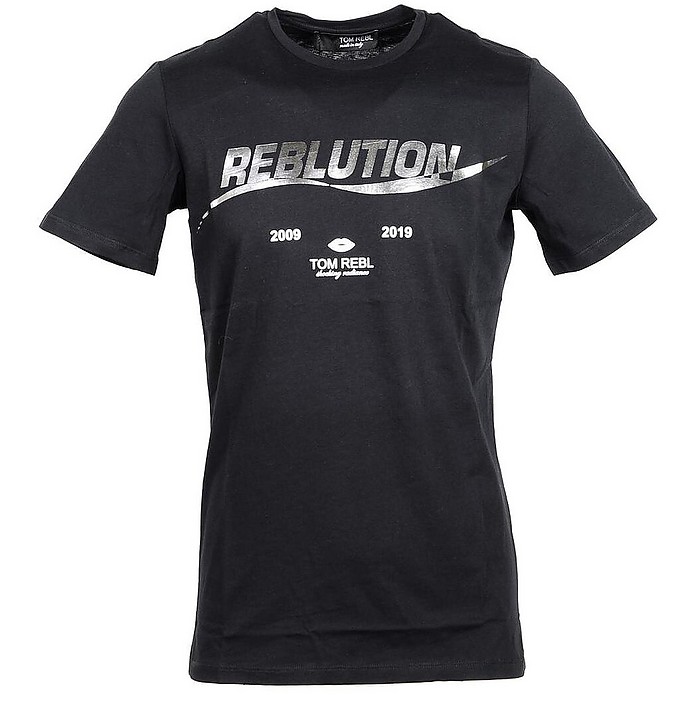 Black Cotton Men's T-shirt - Tom Rebl