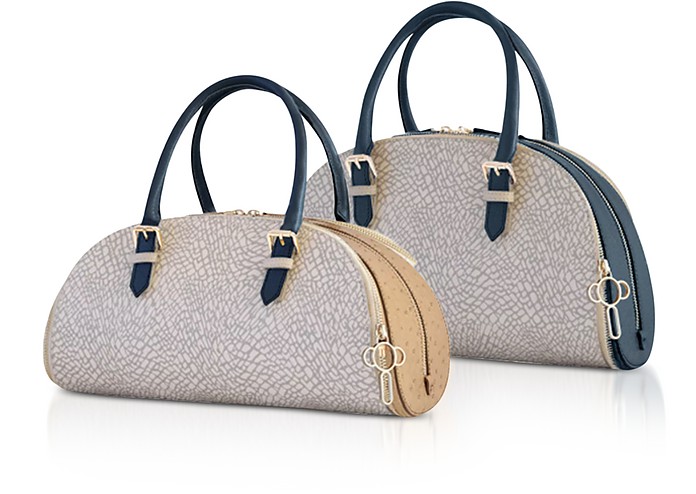 Skin Blue Modular Leather Handbag - Elba Concept