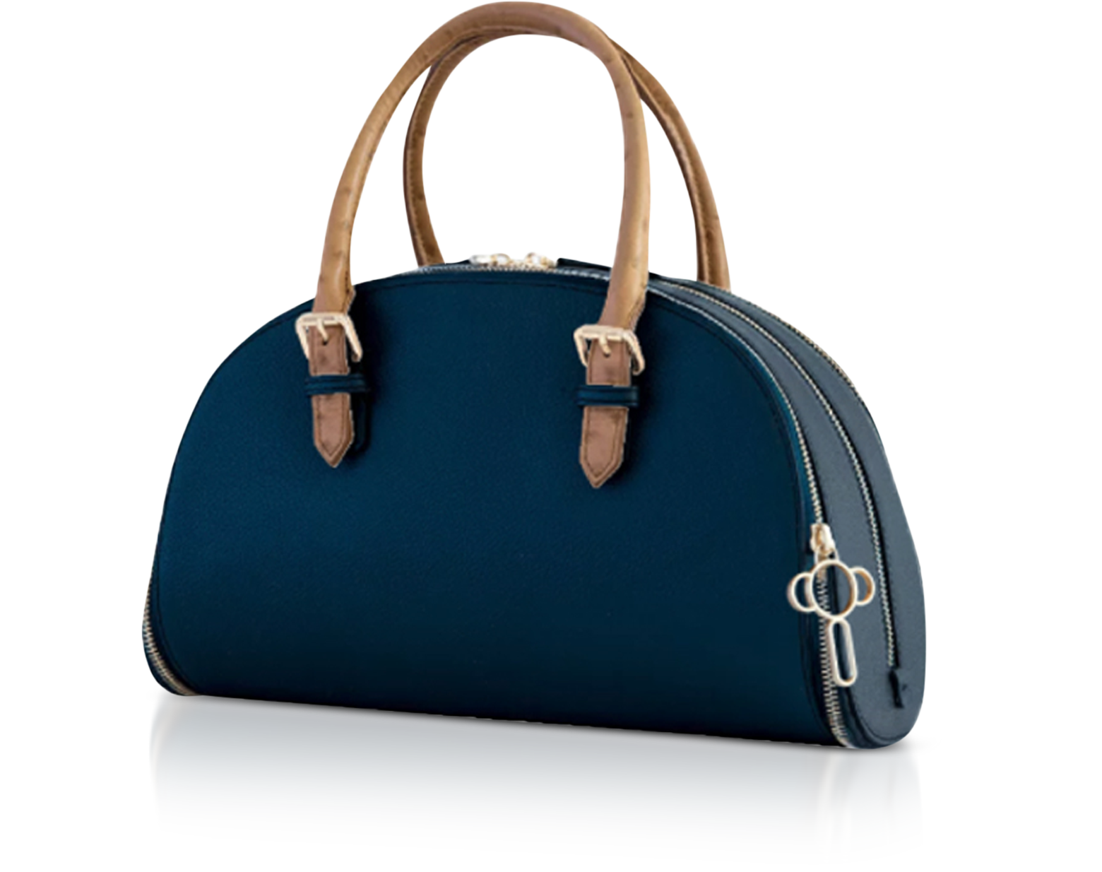 Barzaar Top Handle Navy Blue Ostrich Leather Clutch Bag 