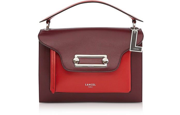 Clic Cassis/Red Leather Large Crossbody Bag - Lancel