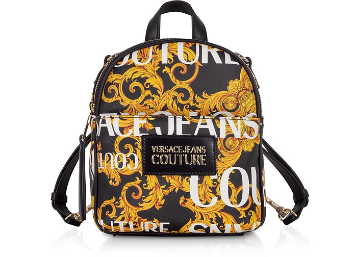 Gold Printed Backpack w/ Signature - Versace Jeans Couture