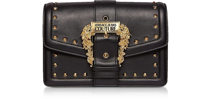 Black Studded Leather Crossbody Bag w/Buckle - Versace Jeans Couture / FT[`W[YN`[