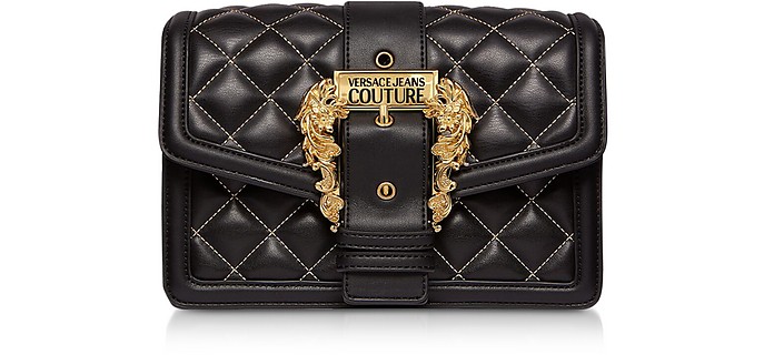 Black Nappa Crossbody Bag w/ Buckle - Versace Jeans Couture