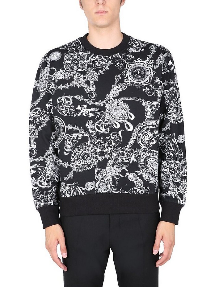 Sweatshirt With All Over Baroque Gift Print - Versace Jeans Couture