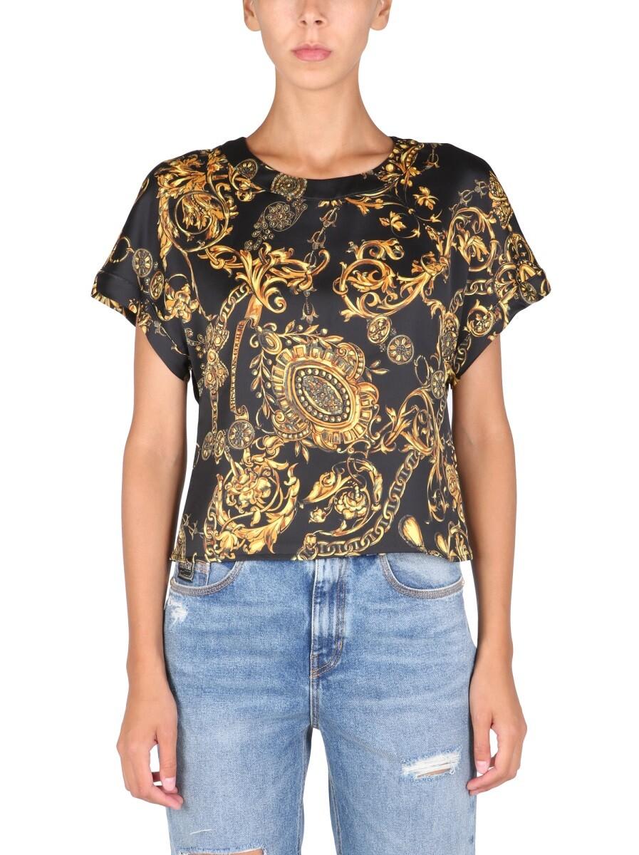 baroque-print crew neck T-shirt, Versace