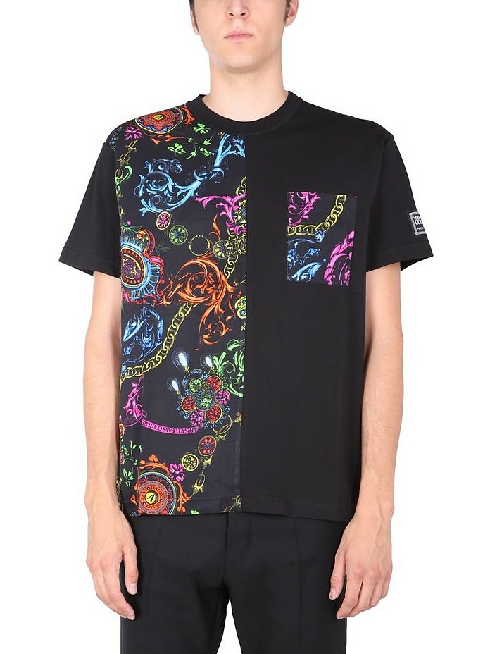 Crew Neck T-Shirt With Gift Baroque Print - Versace Jeans Couture