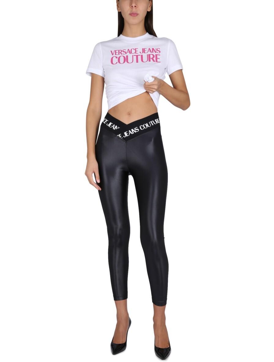 Versace Jeans Couture Leggings With Logo Band 40 IT at FORZIERI