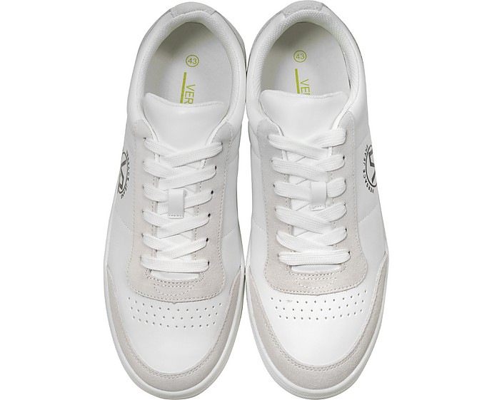 Versace Jeans White Leather & Suede Signature Sneakers 7 (8 US | 7 UK ...