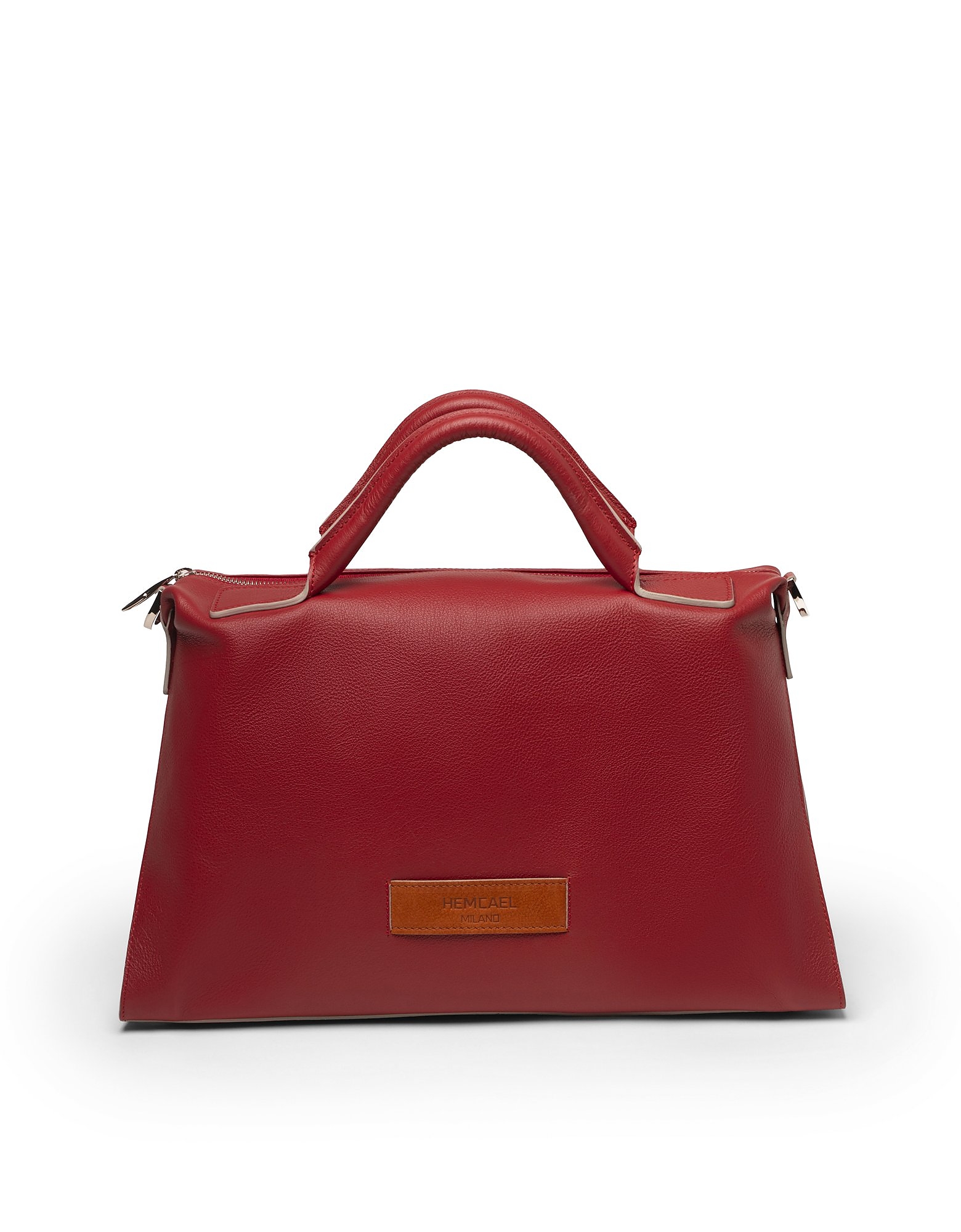 Hemcael Designer Handbags Dora Leather Top Handle Bag In Bordeaux