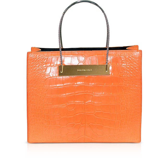 Mandarin Alligatore Leather Cable Small Shopping bag - Balenciaga