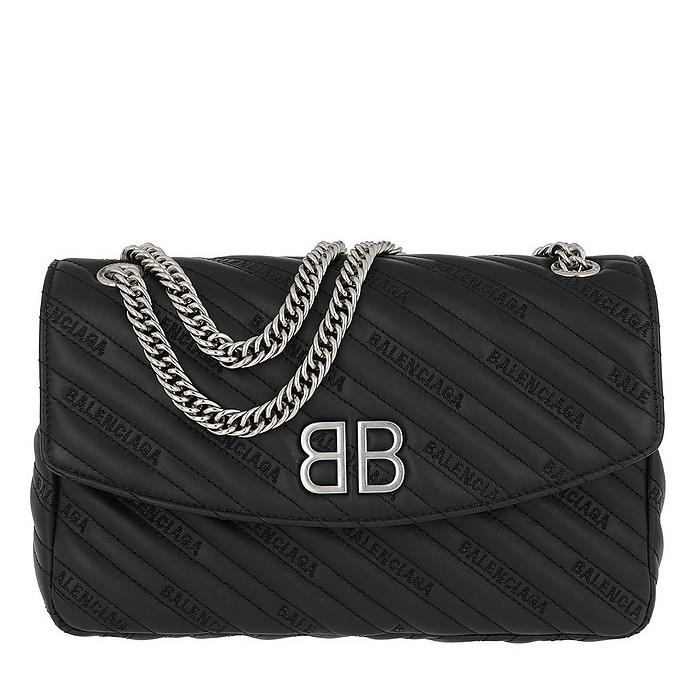 BB Chain Medium Bag Calf Leather Black - Balenciaga