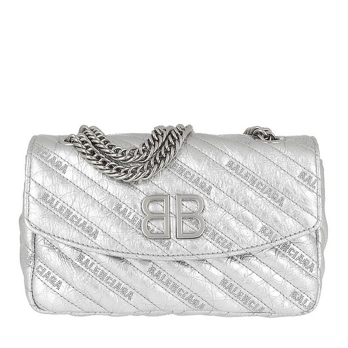 BB Chain Wallet Leather Silver - Balenciaga