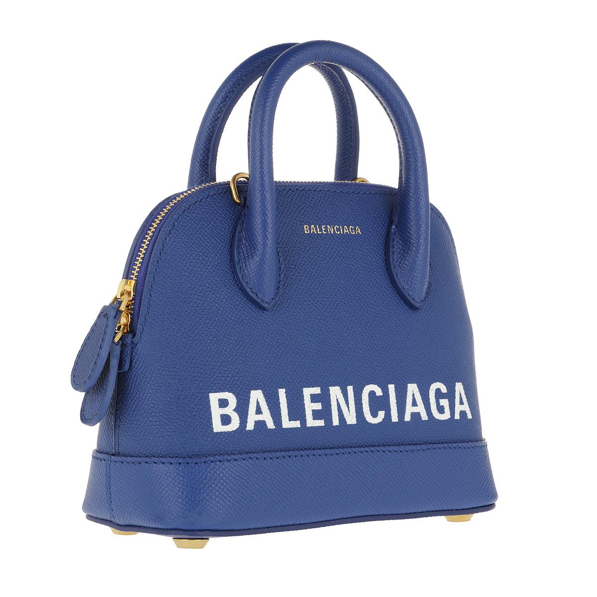 BALENCIAGA Ville Top Handle XXS Grained Leather Crossbody Bag Blue