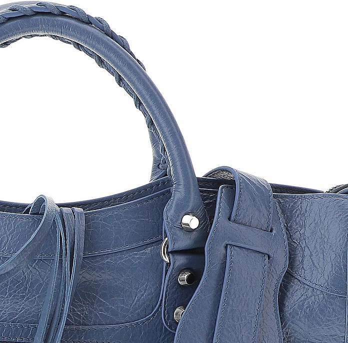 Balenciaga Denim Blue Leather Classic City Satchel Bag at FORZIERI