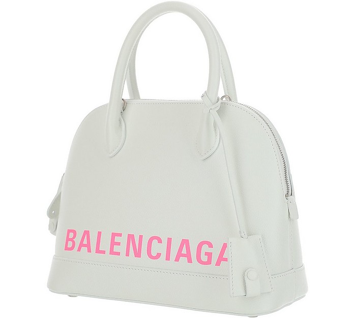 Balenciaga White Ville Mini Bowler Bag at FORZIERI