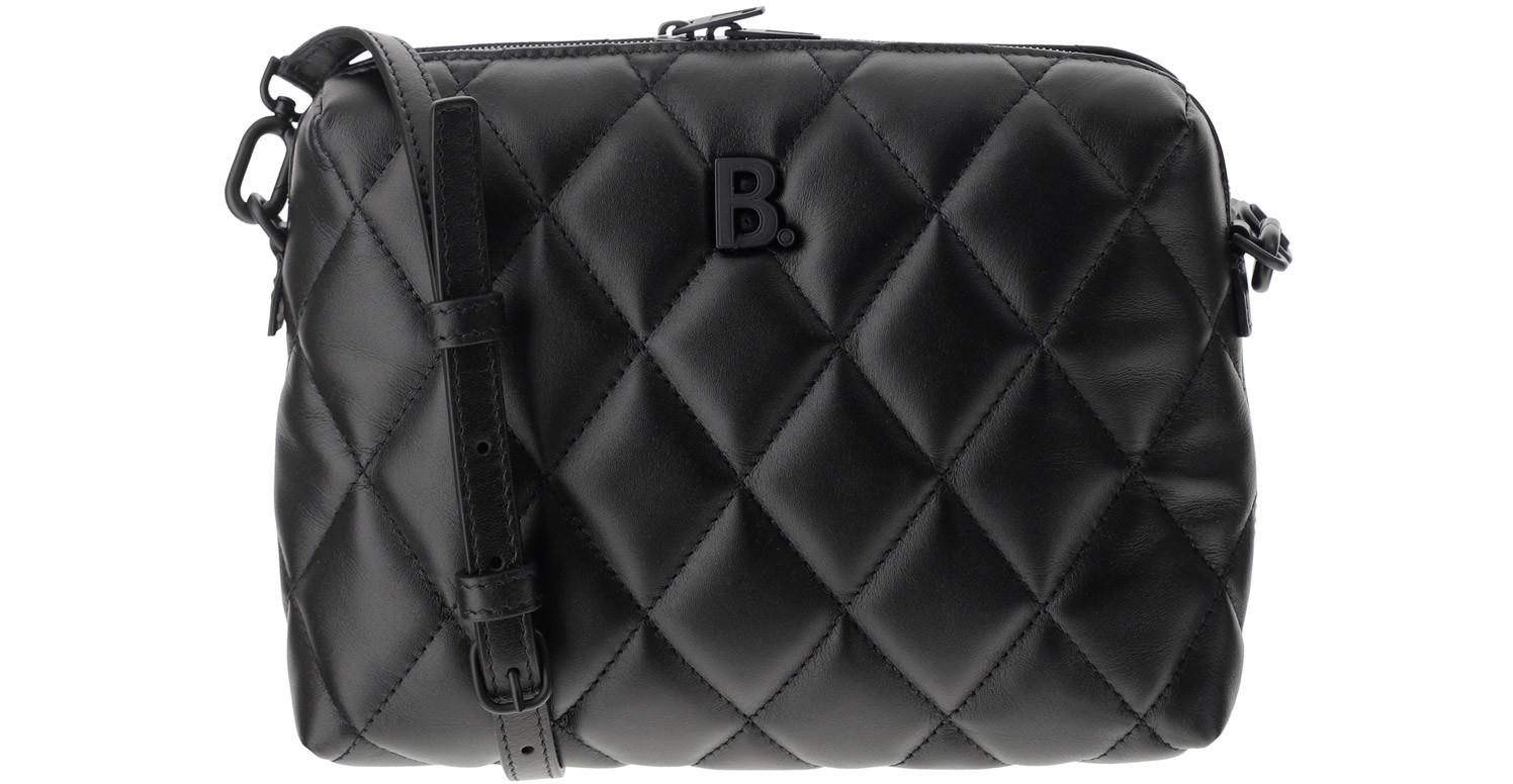 Balenciaga Black Quilted Leather B Camera Bag at FORZIERI