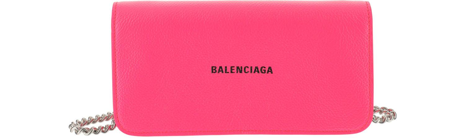 skat forfølgelse Samuel Balenciaga Neon Pink Wallet on a Chain at FORZIERI