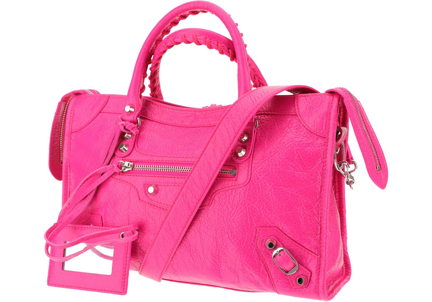 Balenciaga Bright Pink Leather City Bag at FORZIERI