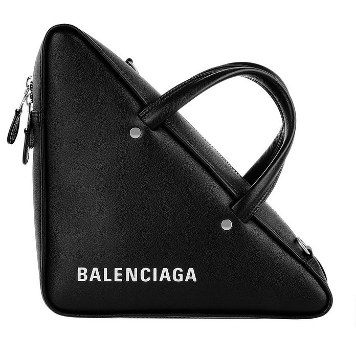 Triangle Shoulder Bag Leather Black - Balenciaga