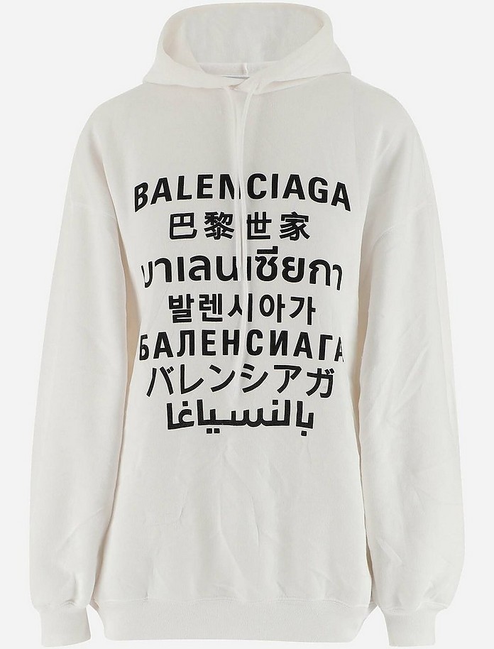 White Cotton Signature Women's Sweatshirt - Balenciaga