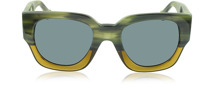 BA0011 65V Green & Yellow Acetate Women's Sunglasses - Balenciaga