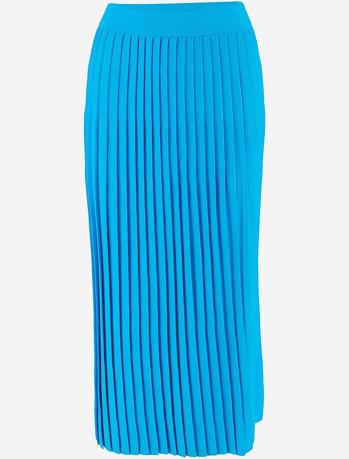 Turquoise Pleated Viscose Women's Midi Skirt - Balenciaga