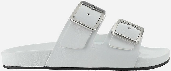 White Leather Flat Men's Sandals - Balenciaga