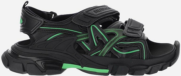 Black/Fluo Green Men's Track Slide Sandal  - Balenciaga