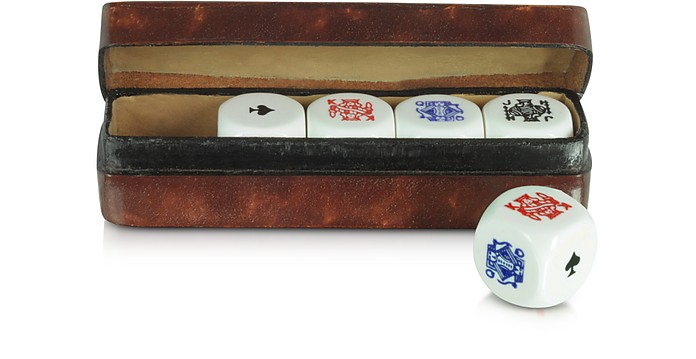Poker Dice with Leather Carrying Case - Forzieri