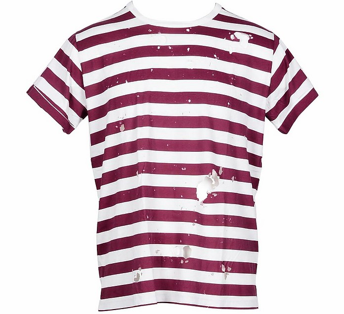 Men's Bianco/Bordeaux T-Shirt - Ann Demeulemeester
