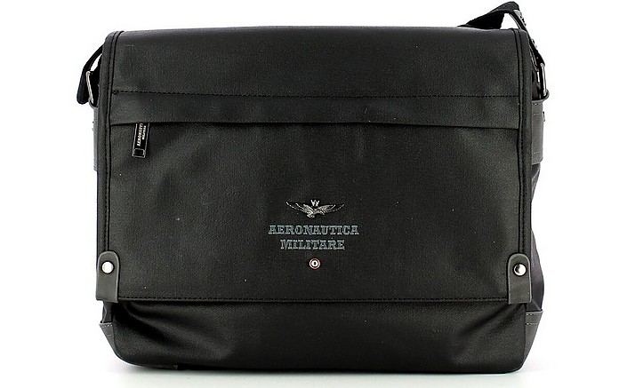 Black Canvas Messenger Bag - Aeronautica Militare