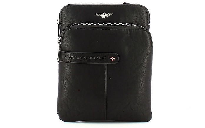 Black Crossbody Bag w/Front Zip Pocket - Aeronautica Militare