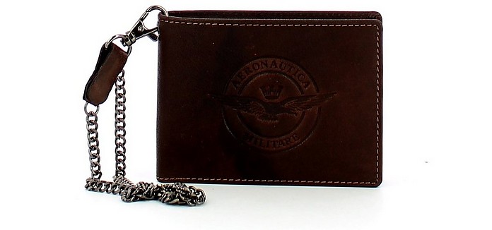 Dark Brown Men's Biker Wallet w/chain - Aeronautica Militare