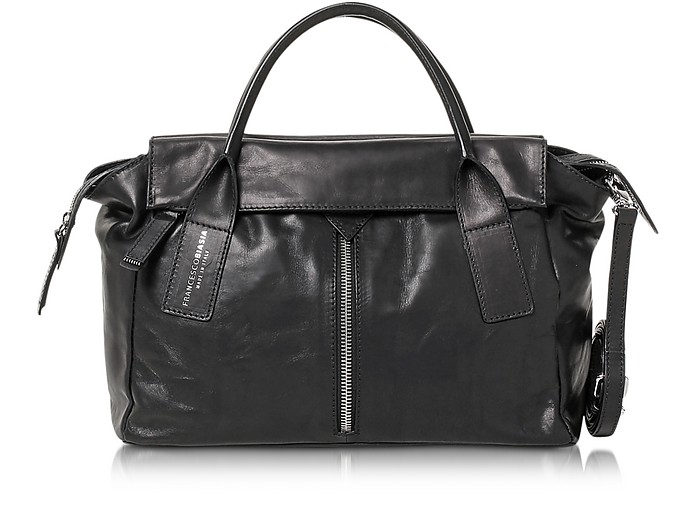 Francesco Biasia Black Harlem Leather Handbag at FORZIERI