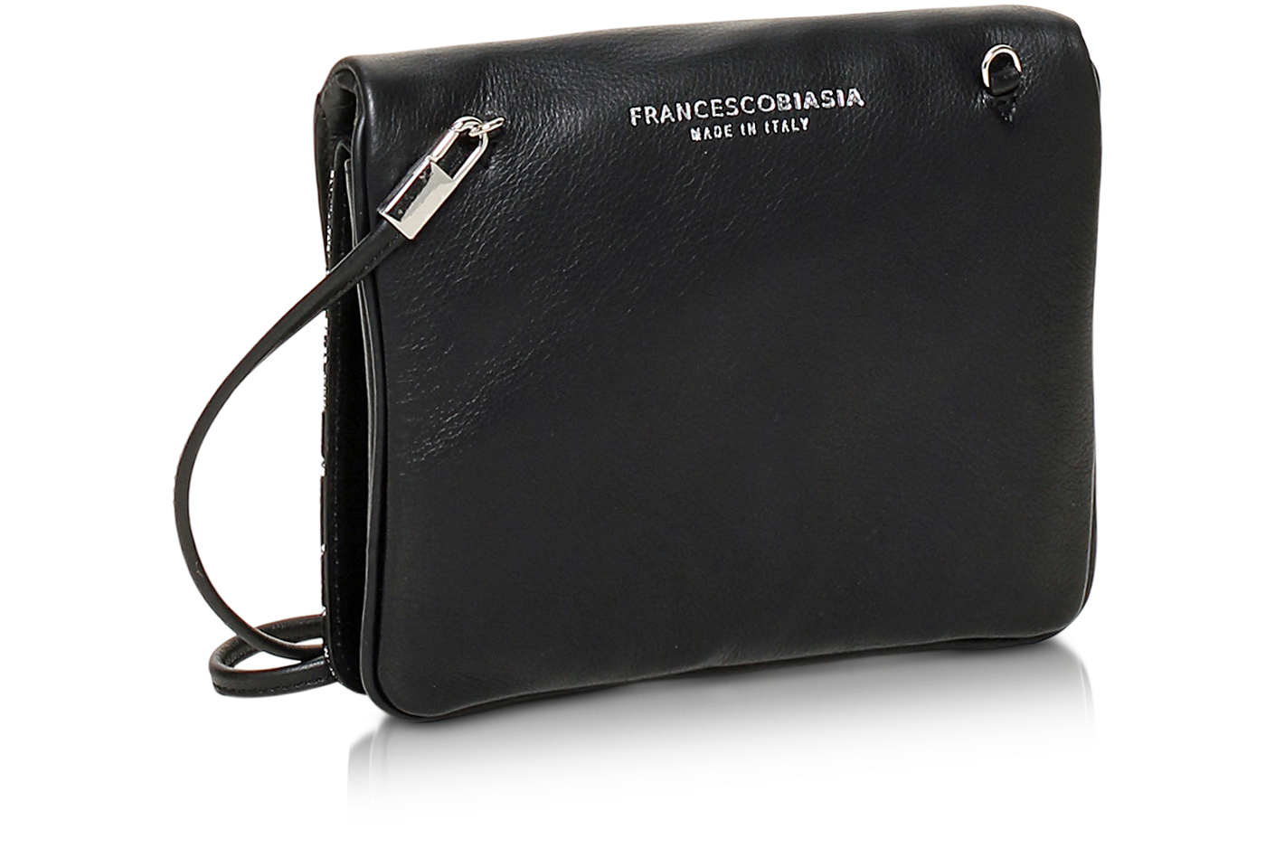 Francesco Biasia Fix You Black Leather Crossbody Bag w/Lace Detail at ...