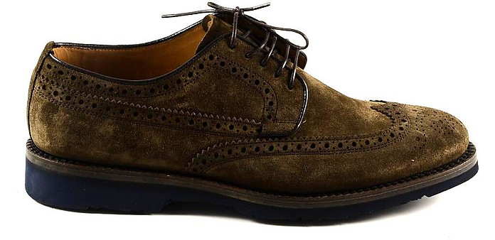 Brown Suede Men's Derby Shoes - Fabi