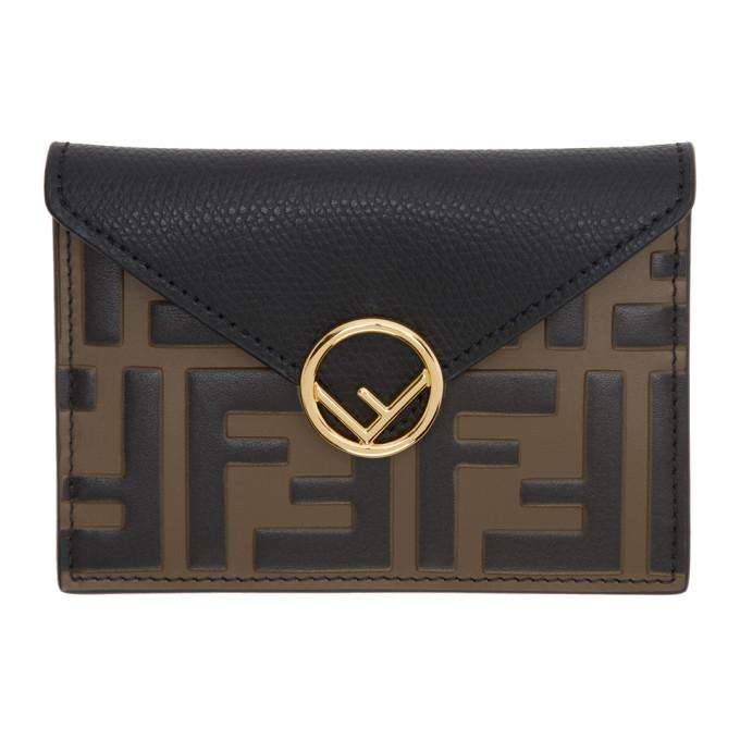 Fendi Black and Brown Forever Fendi Envelope Pouch at FORZIERI