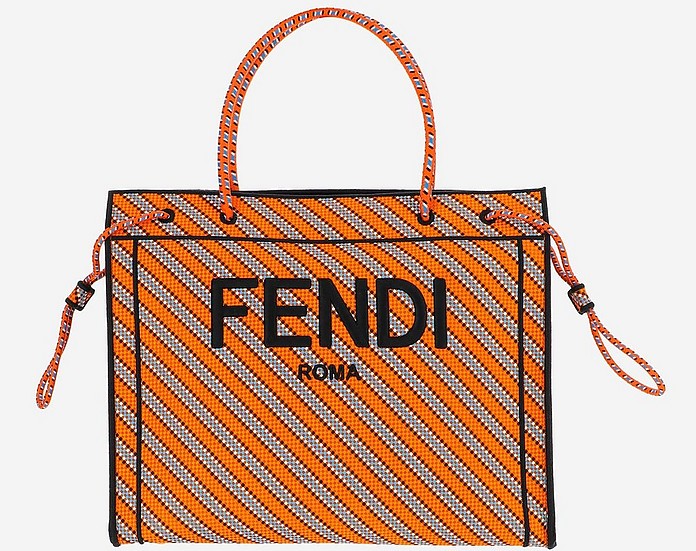 Fendi Signature Woven Fabric Shopping Bag at FORZIERI