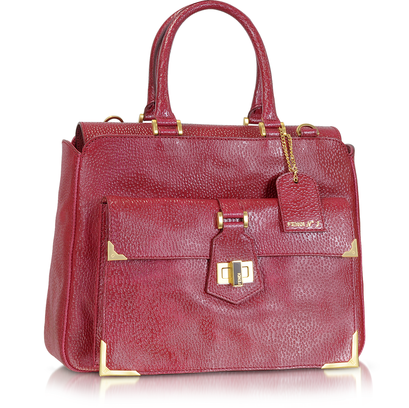 Fendi Classico No. 3 Red Leather Satchel at FORZIERI