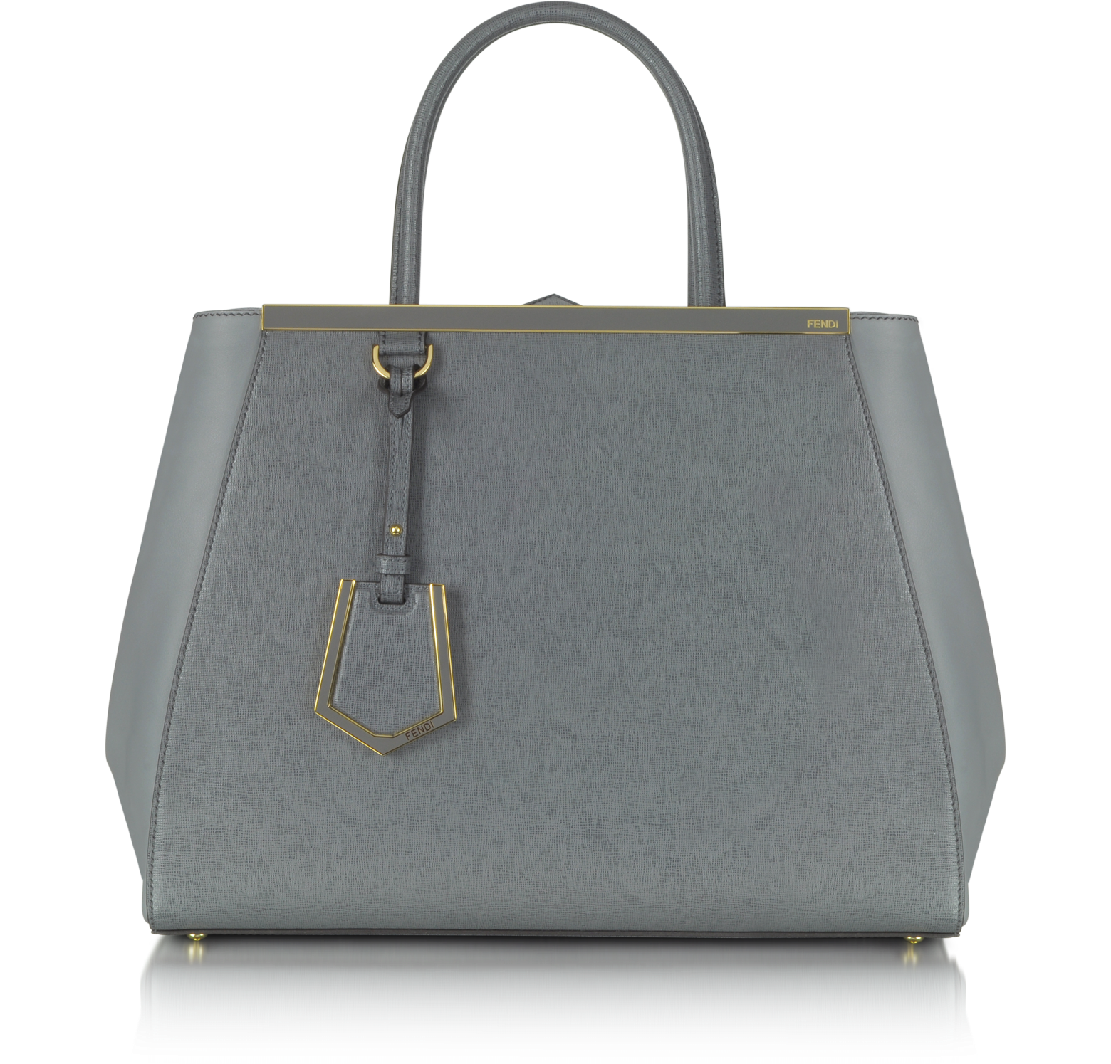 Fendi Gray Toujours Large Leather Tote 