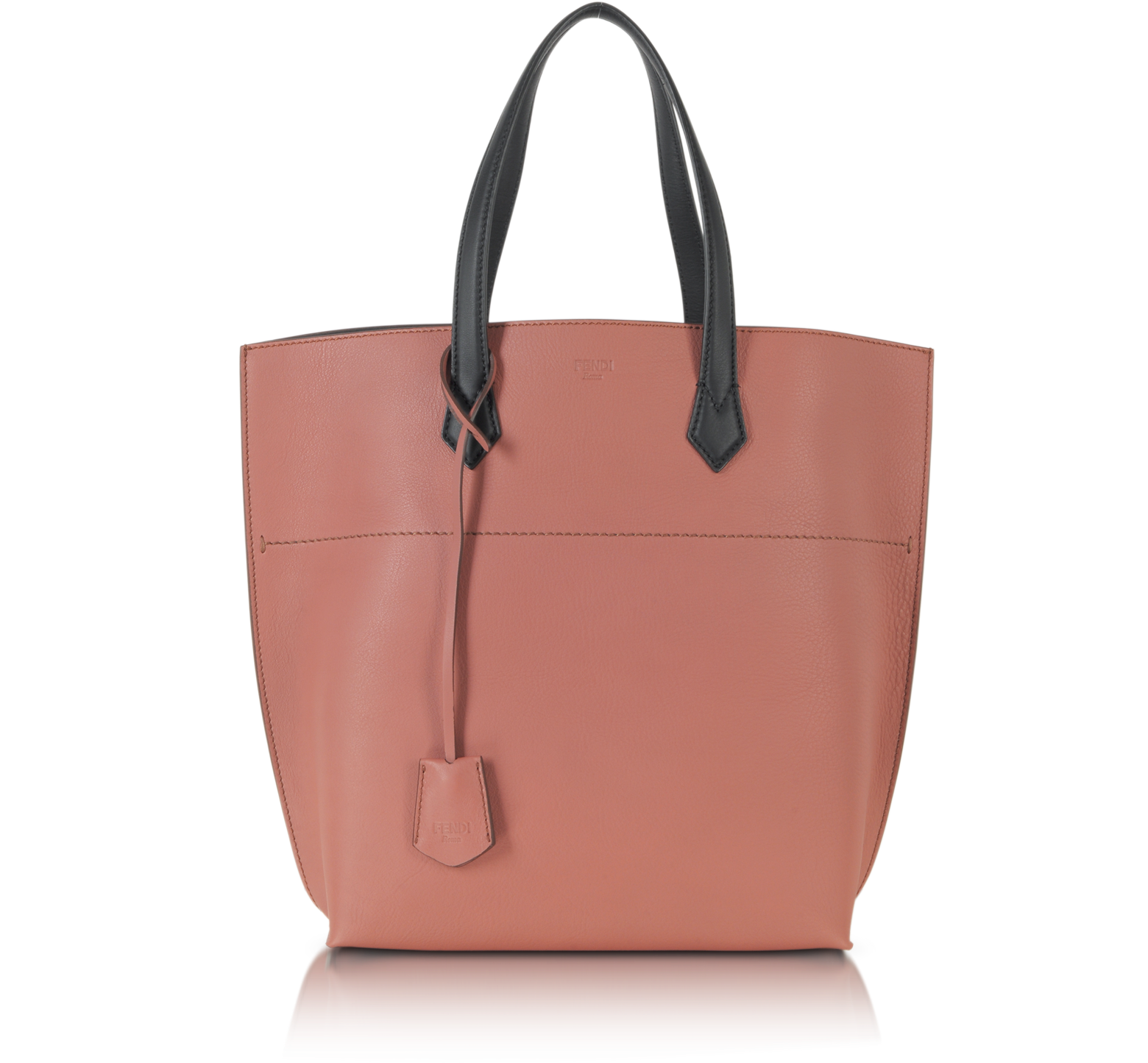 Fendi Antique Pink All In Leather Shopper Tote at FORZIERI