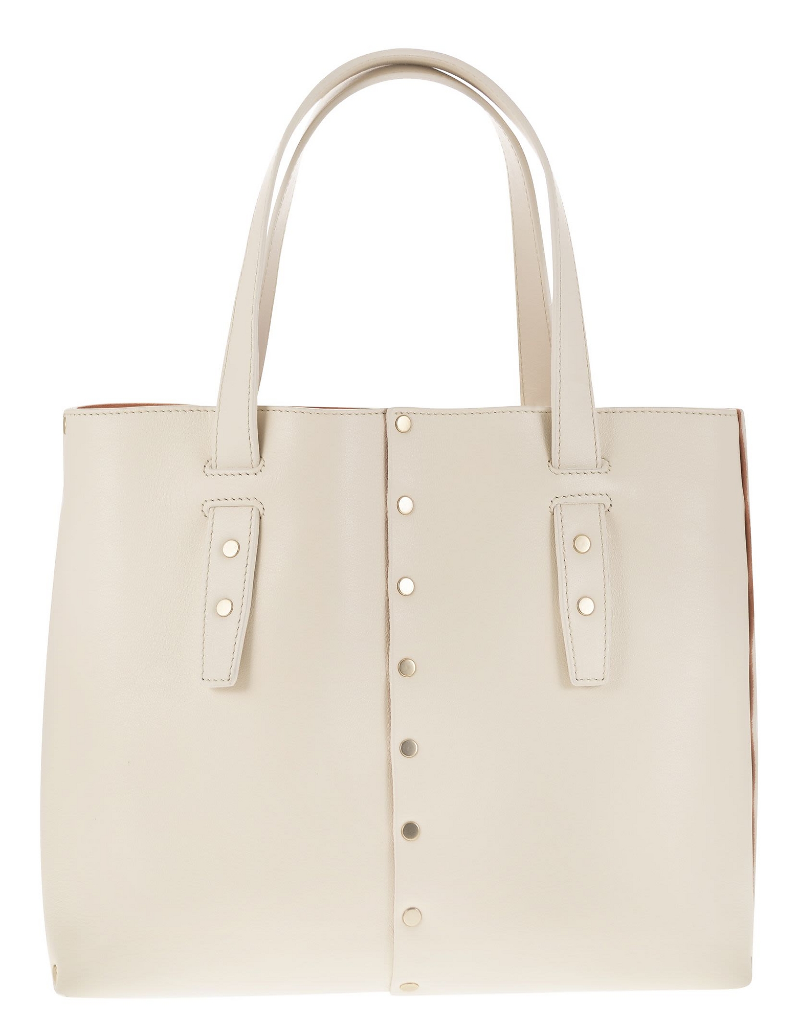 Fabiana Filippi Designer Handbags Leather And Studded Tote Bag In White
